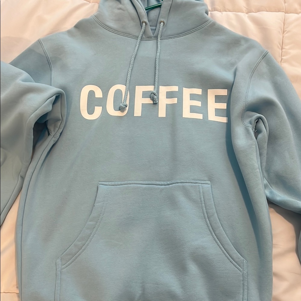 Blue Hoodie with 'COFFEE' Print - Picture 1 of 5